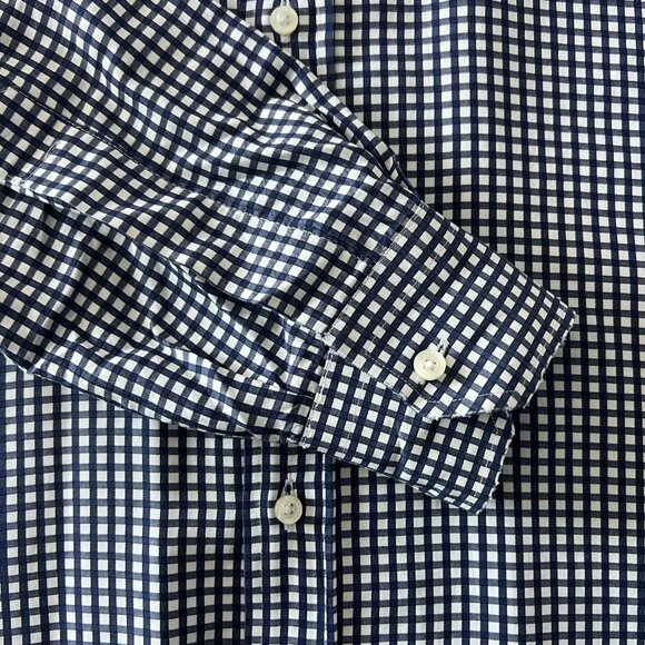 Etro Men's Navy White Check Shirt 41 Slim Fit Made in Italy - Picture 4 of 4